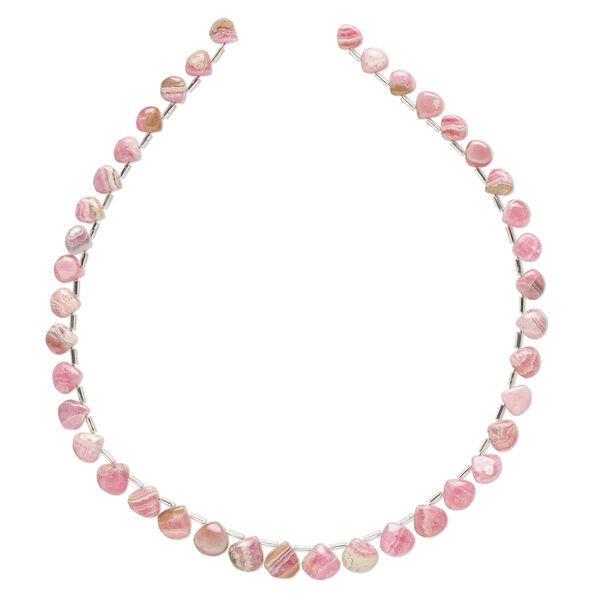 Rhodochrosite 1pkg1, hand-cut top-drilled flat teardrop bead natural 15.5-16 inch graduated 8x8mm-11x11mm image number 0