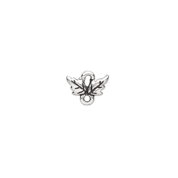 Link, TierraCast®, antique silver-plated pewter (tin-based alloy), 11x6mm 2-sided leaf. Sold per pkg of 50. image number 0