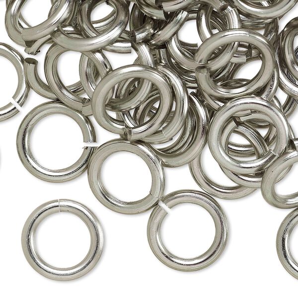 Jump ring, anodized aluminum, metallic grey, 12mm round, 7.9mm inside diameter, 12 gauge. Sold per pkg of 100. image number 0