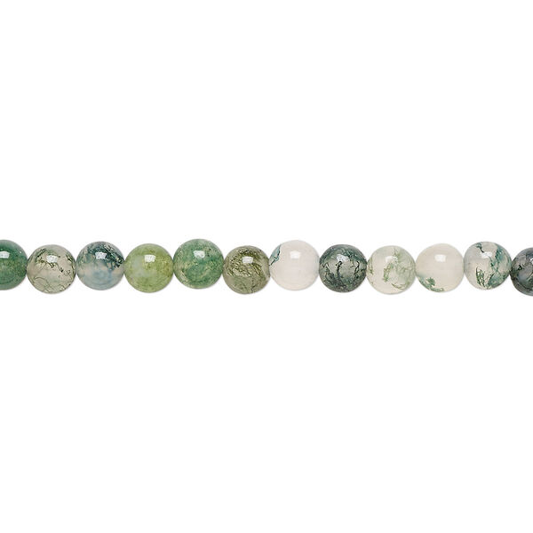 Moss agate 1pkg1, round bead natural 15.5-16 inch 4mm image number 0