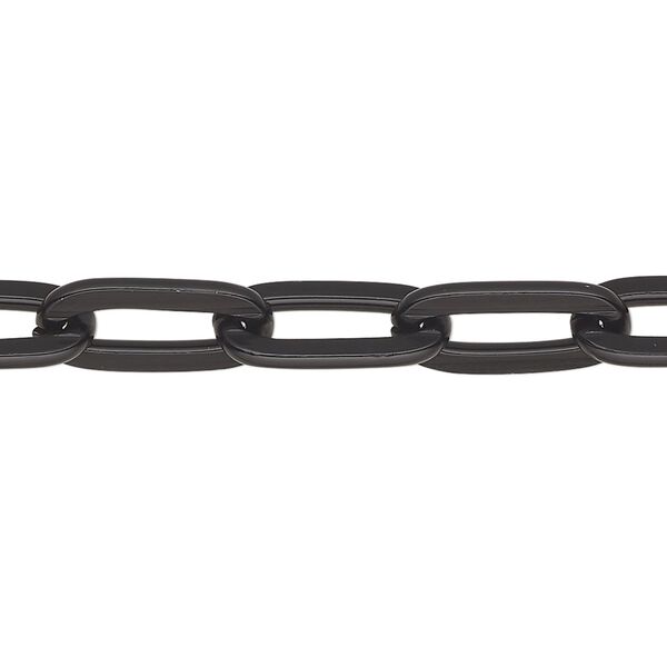 Chain, anodized aluminum, black, 7.7mm paperclip. Sold per pkg of 25 feet. image number 0
