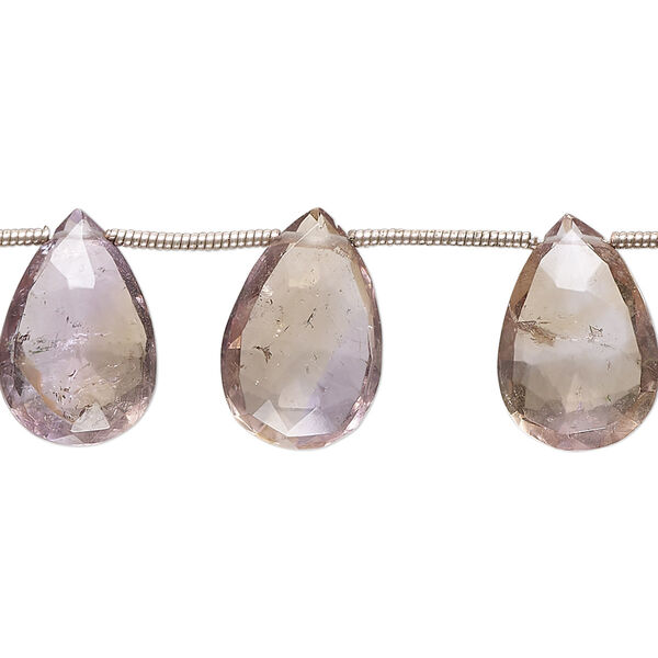 Ametrine 1pkg13, hand-cut top-drilled faceted puffed teardrop bead 15x10mm-18x12mm image number 0