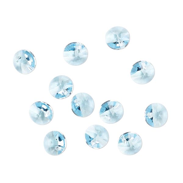 Drop 12pk aquamarine, Crystal Passions® 6mm pendant mini disk 6428 image number 1