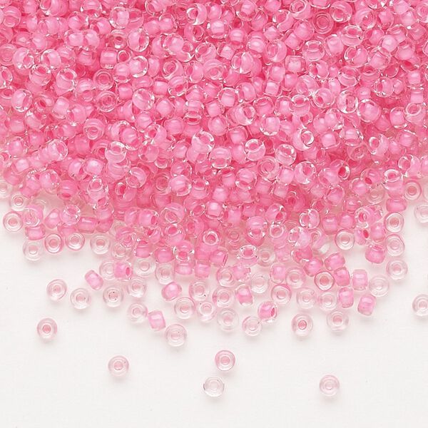 Seed bead, Dyna-Mites™, glass, pkg/1/2kg, #11 round, translucent inside dyed color dusty rose, (208 11/0 RR). image number 0
