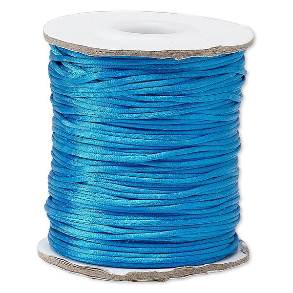 Cord, Satinique™, satin, dark turquoise blue, 1mm mini. Sold per 200-foot spool. image number 0