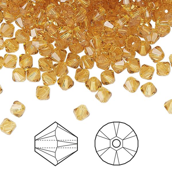 Bead 1440pk golden topaz, Swarovski® 4mm XILION bicone 5328 image number 0