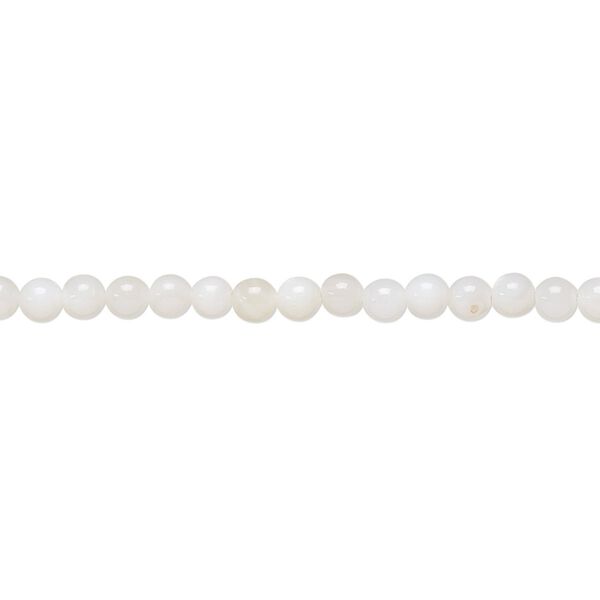 Bead, mother-of-pearl shell (bleached), white, 3mm round, Mohs hardness 3-1/2. Sold per 15-1/2" to 16" strand. image number 0