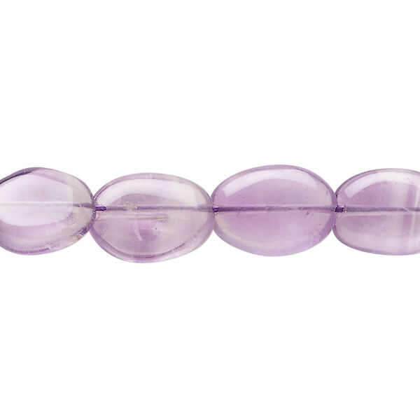 Bead, amethyst (natural), light to medium, 12x8mm-15x10mm hand-cut puffed oval, C grade, Mohs hardness 7. Sold per 14-inch strand, approximately 30 beads. image number 0