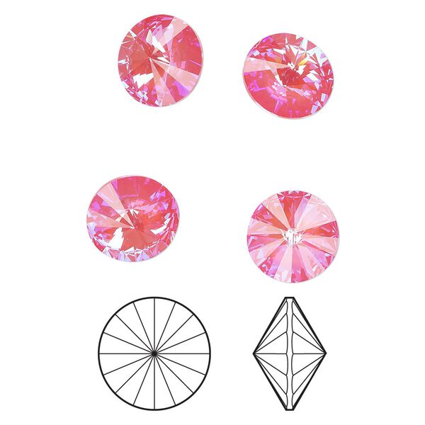 Chaton 48pk crystal lotus pink DeLite, Crystal Passions® 14mm rivoli 1022 image number 0