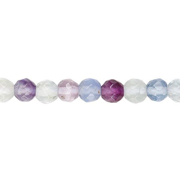 Rainbow fluorite 1pkg1, faceted round bead natural 15.5-16 inch 6mm image number 0