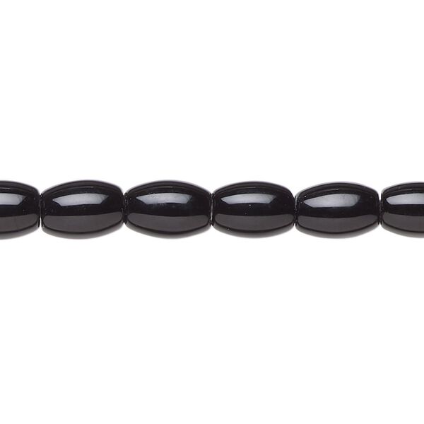Black onyx 1pkg1, oval bead 15.5-16 inch 8x6mm image number 0