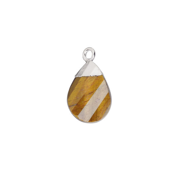 Tigereye / sterling silver 1pkg1, electroplated hand-cut flat faceted twisted teardrop drop natural 13x9mm image number 0
