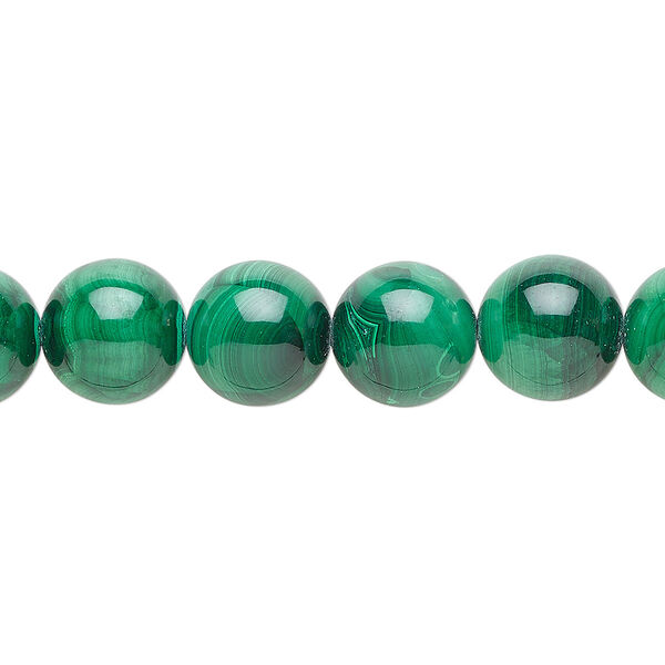 Malachite 1pkg1, round bead natural B grade, 8 inch 12mm image number 0