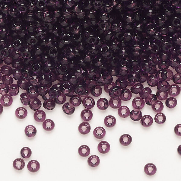 Seed bead, Preciosa Ornela, glass, transparent amethyst, #8 rocaille. Sold per 500-gram pkg. image number 0