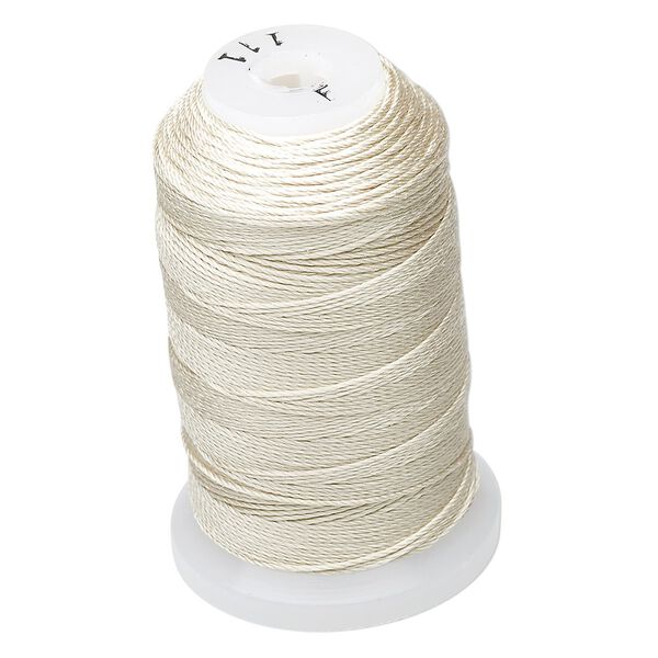 Thread, Purely Silk™, 3-ply, ecru, size F. Sold per 140-yard spool. image number 0