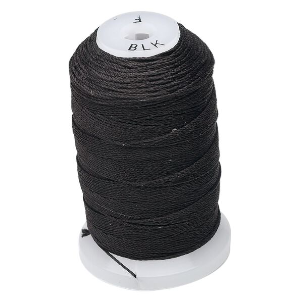 Thread, Purely Silk™, 3-ply, black, size F. Sold per 140-yard spool. image number 0