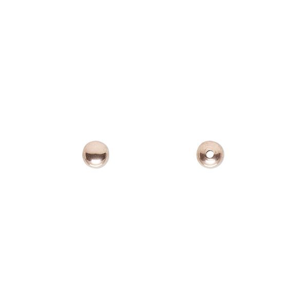Bead, 14Kt rose gold-filled, 4mm seamless round. Sold per pkg of 10. image number 0