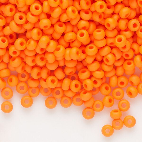 Seed bead, Preciosa Ornela Czech glass, pkg/500g, #8 rocaille, opaque matte orange, (93140). image number 0