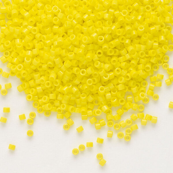 Seed bead, Delica®, glass, pkg/7.5g, #11 round, opaque yellow (DB-0721). image number 0
