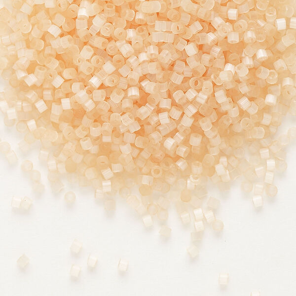 Seed bead, Delica®, glass, pkg/7.5g, #11 round, opaque silk glass enamel light peach (DB-0824). image number 0