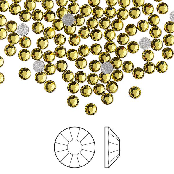 Flat back 1440pk acid yellow foil back, Preciosa VIVA 12® Czech crystal rhinestone 3-3.2mm chaton rose round SS12 image number 0