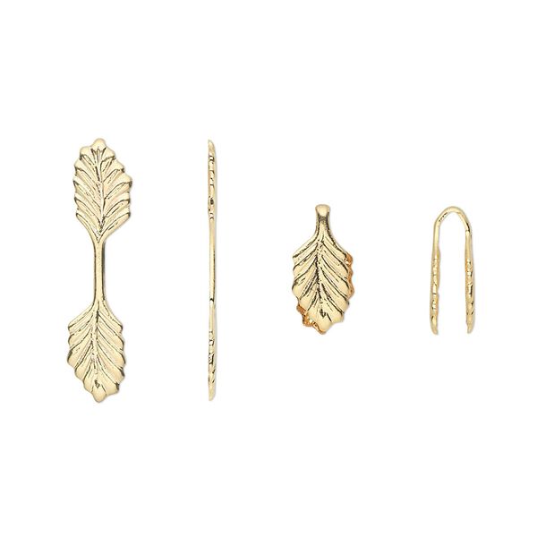 Bail, fold-over, gold-plated brass, 22x5mm double leaf with 11mm grip length. Sold per pkg of 100. image number 0