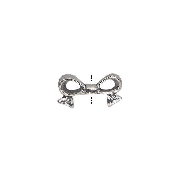 Bead, antiqued pewter (tin-based alloy), 16x9mm bow, fits 8mm cube. Sold per pkg of 4. image number 0