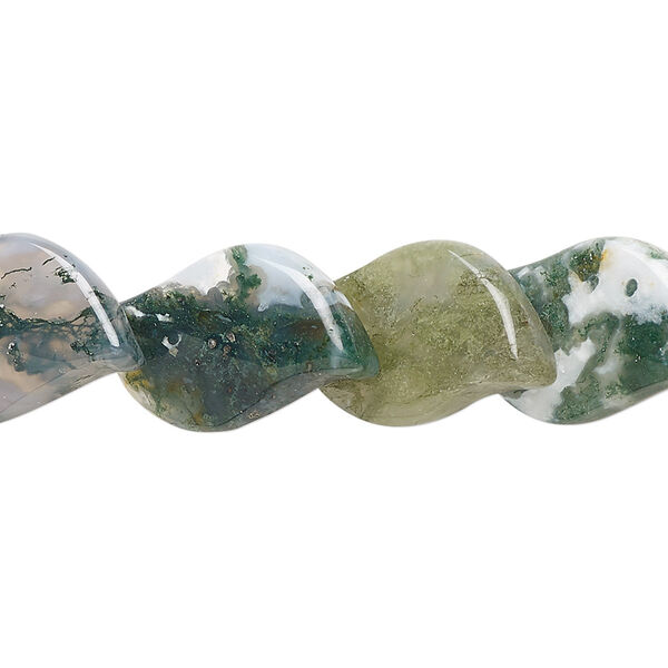 Moss agate 1pkg1, lentil-drilled leaf bead natural 8 inch 16x12mm-20x15mm image number 0