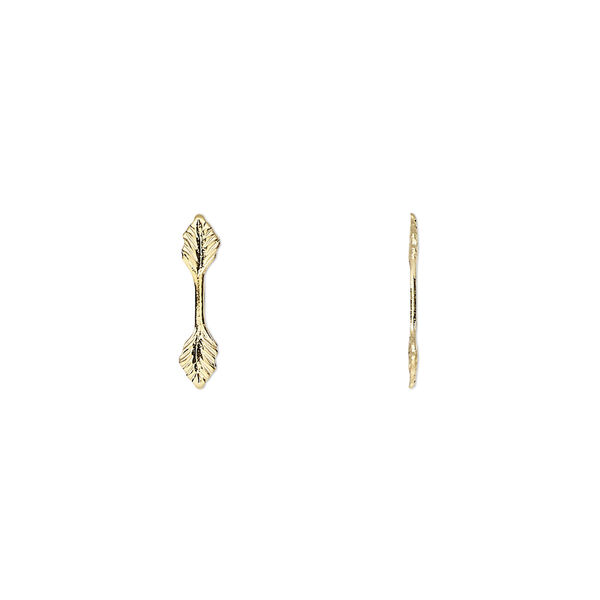 Bail, fold-over, gold-plated brass, 13x3mm double leaf with 6.5mm grip length. Sold per pkg of 100. image number 0
