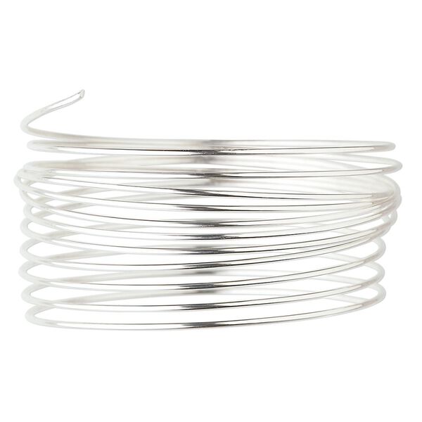 Wire, sterling silver, half-hard, round, 22 gauge. Sold per pkg of 5 feet. image number 0