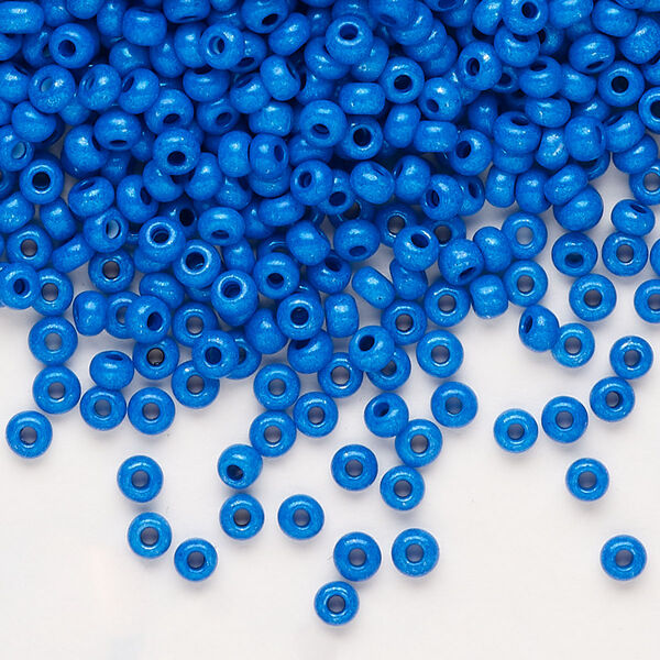 Seed bead, Preciosa Ornela Czech glass, pkg/500g, #8 rocaille, opaque terra intensive dyed blue chalkwhite, (16A38). image number 0