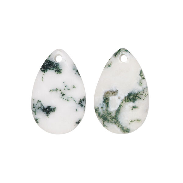 Tree agate 1pkg2, hand-cut teardrop drop natural B grade, 20x13mm image number 0