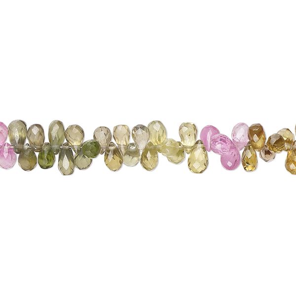 Multi-sapphire 1pkg1, hand-cut top-drilled micro-faceted teardrop bead 8 inch 4x3mm-6x3mm image number 0