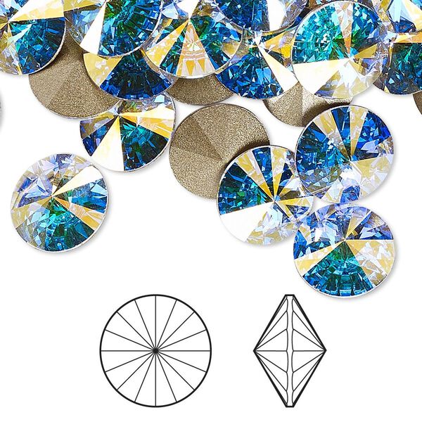 Chaton 48pk crystal AB foil back, Crystal Passions® 10.54-10.91mm rivoli SS47 1122 image number 0