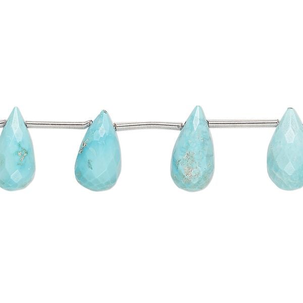 Imperial crown turquoise 1pkg12, hand-cut top-drilled faceted teardrop bead natural 10x5mm-12x7mm image number 0