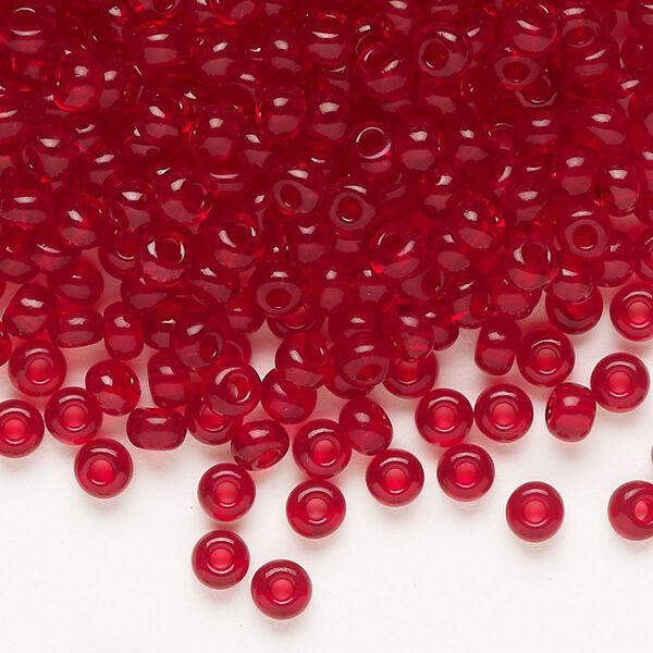 Seed bead, Preciosa Ornela Czech glass, pkg/50g, #6 rocaille, transparent garnet, (90120). image number 0