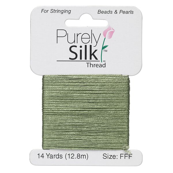 Thread, Purely Silk™, dark green, size FFF. Sold per 14-yard card. image number 0
