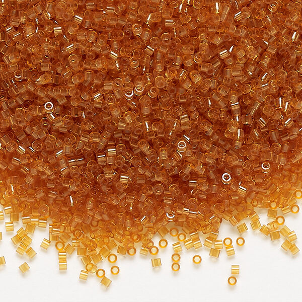 Seed bead, Delica®, glass, pkg/250g, #15 round, transparent topaz (DBS-1101). image number 0