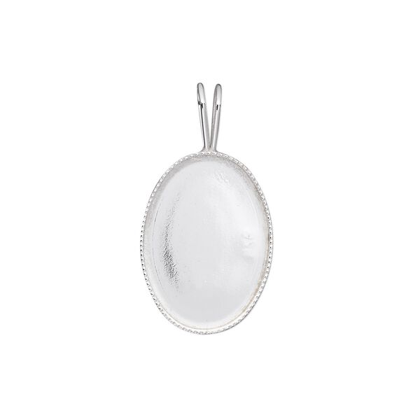 Pendant, sterling silver, 18x13mm oval setting. Sold individually. image number 0