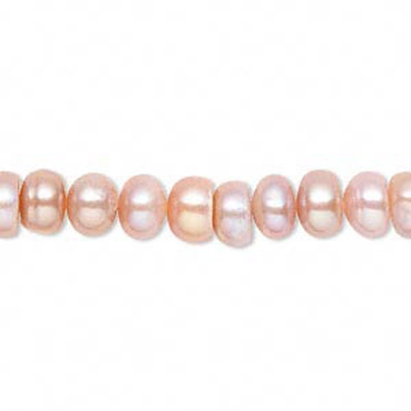 Pearl, cultured freshwater, mauve, 6-8mm button, D grade, Mohs hardness 2-1/2 to 4. Sold per 16-inch strand. image number 0