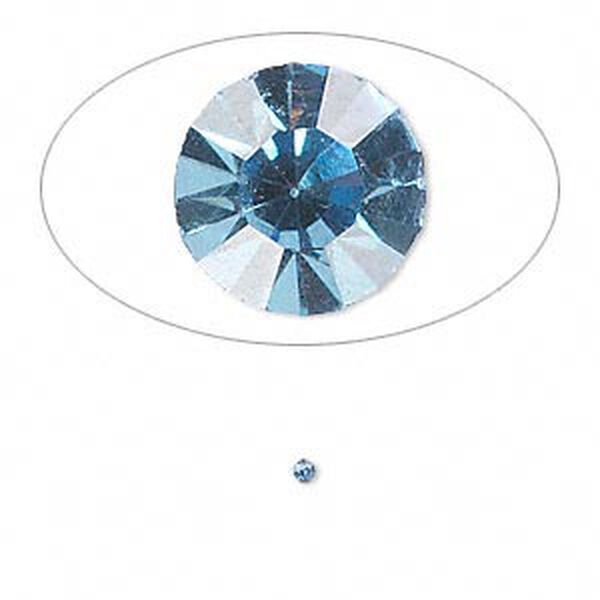Chaton, glass rhinestone, light sapphire blue, foil back, 1.6-1.7mm faceted round, PP10. Sold per pkg of 72. image number 0