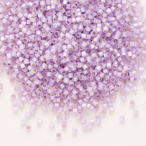 Seed bead, Delica®, glass, pkg/7.5g, #11 round, translucent silver-lined lilac (DB-0629). image number 0