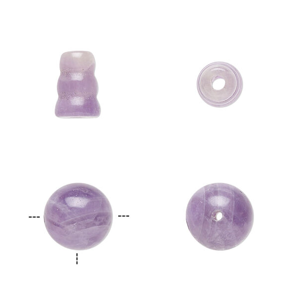Amethyst 2pkg2, T-drilled round / cone natural C grade, 10mm / 9x7mm image number 0