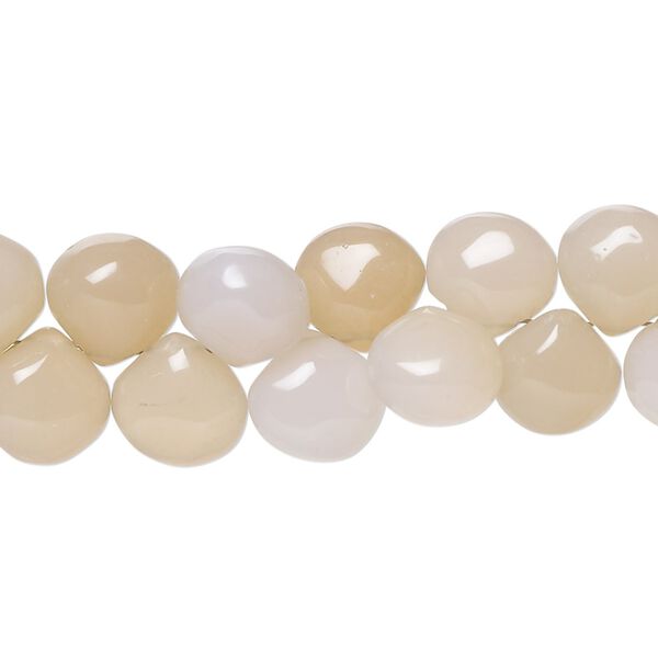 Peach chalcedony / purple chalcedony 1pkg1, hand-cut top-drilled puffed teardrop bead 8 inch 8-9mm image number 0