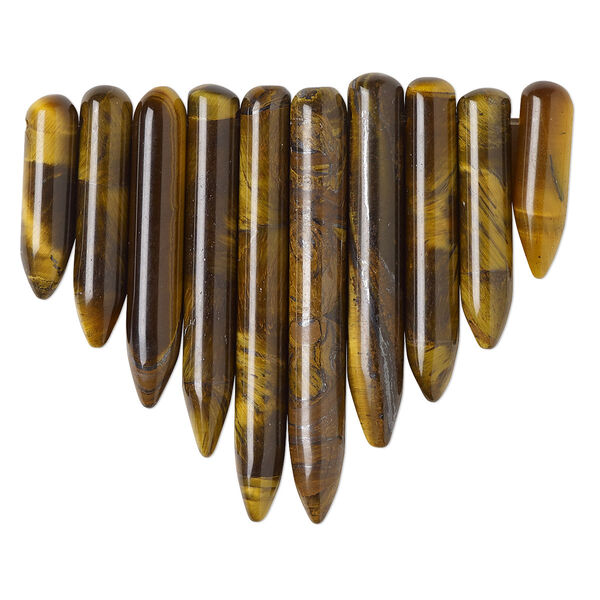 Tigereye 1pkg10, top-drilled spike fan focal natural graduated 19x5mm-41x5.5mm image number 0