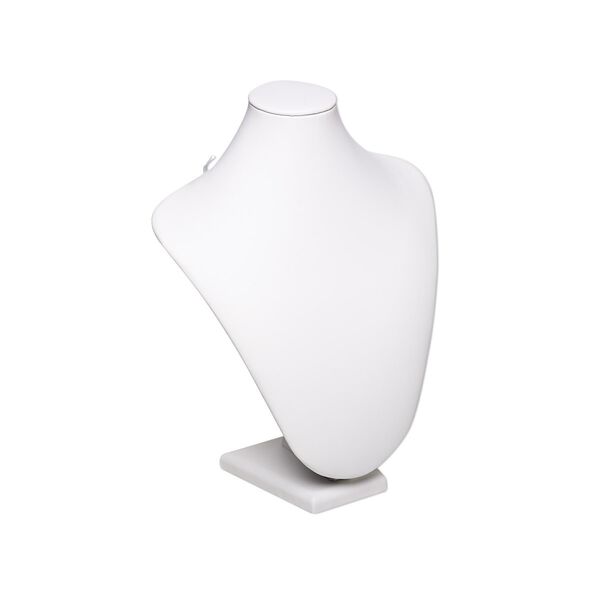 Display, necklace, leatherette, white, 10-1/2x8x4 inches. Sold individually. image number 0