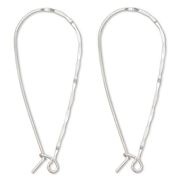 Ear wire kidney 1pkg2 sterling silver-filled, 43mm hammered teardrop / open loop, 20 gauge 1 pair image number 0