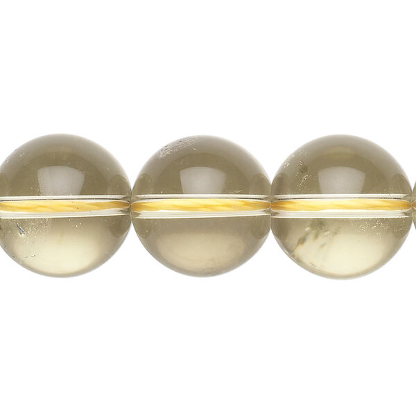 Bead, chardonnay quartz (heated), 14-16mm round, B grade, Mohs hardness 7. Sold per 15-inch strand. image number 0