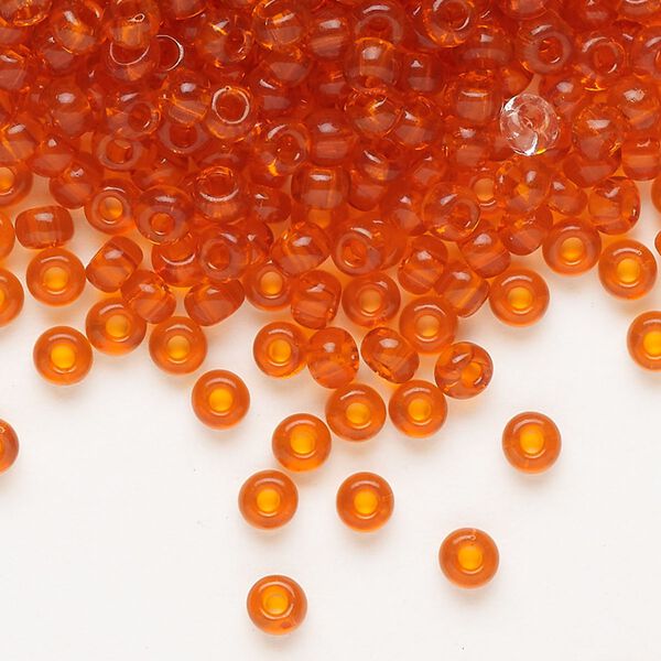 Seed bead, Preciosa Ornela Czech glass, pkg/50g, #6 rocaille, transparent dark orange, (90030). image number 0