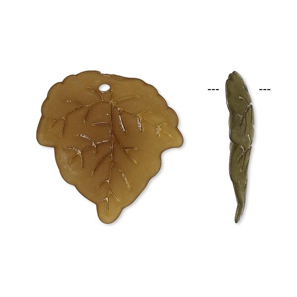 Drop, acrylic, frosted olive, 24x23mm leaf. Sold per pkg of 100. image number 0